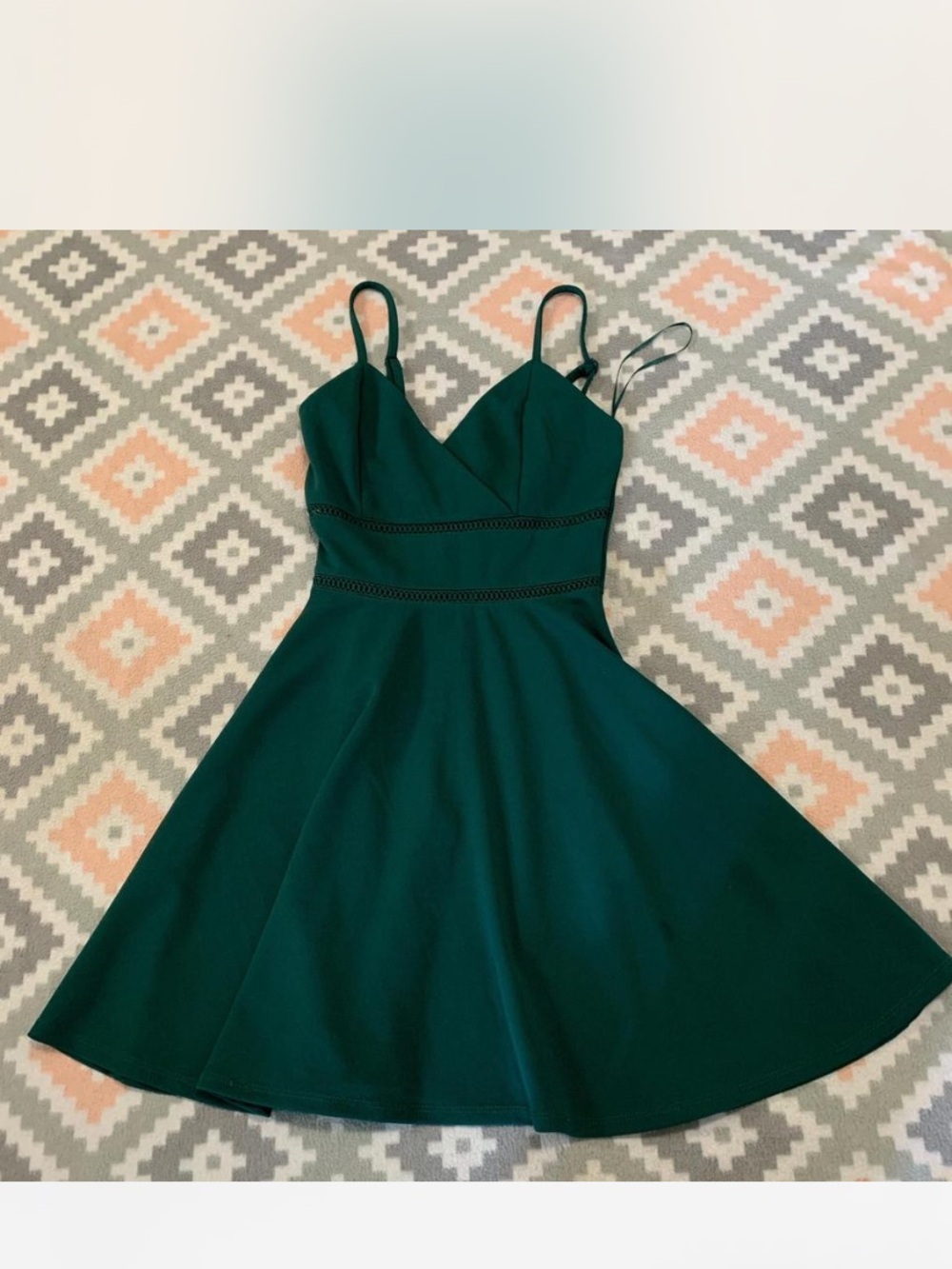 miami Deep Green Spaghetti-Strap Skater Dress